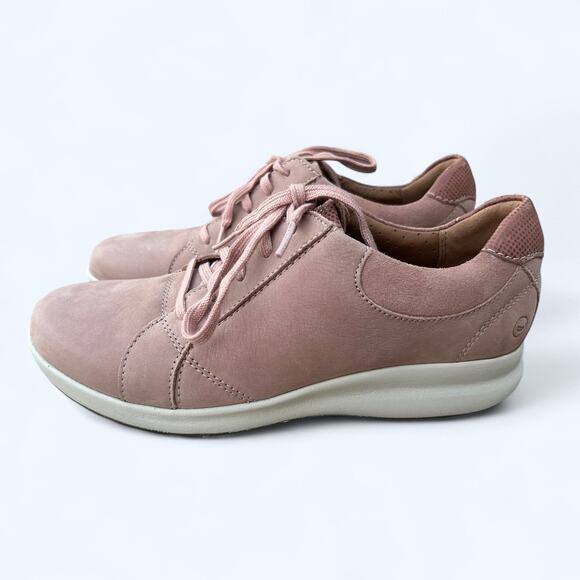 Clarks Shoes - Clarks Unstructured Un Adorn Lace Dusty Pink Nubuck Leather Sneakers Womens 7.5
